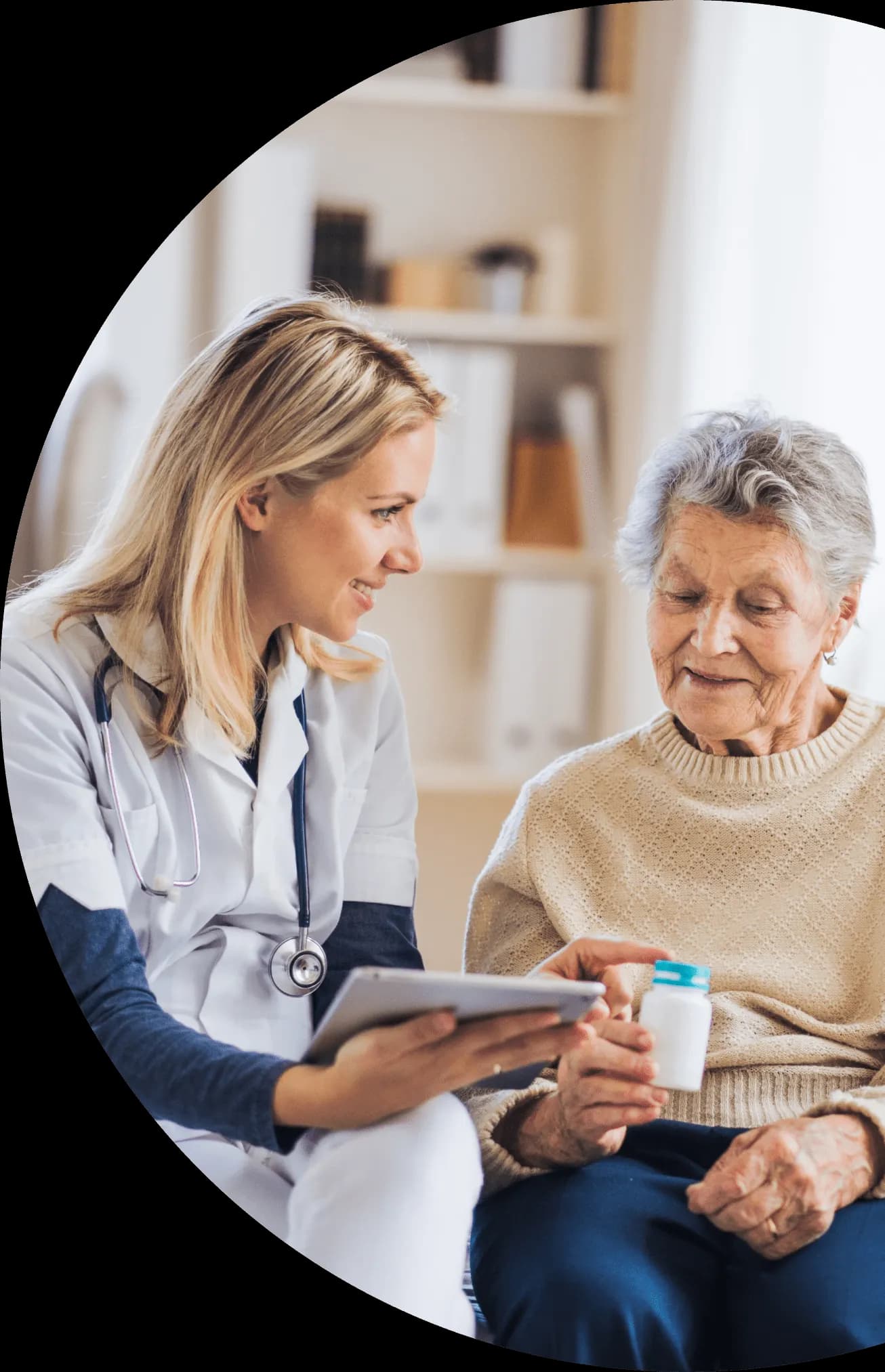Healthcare professional with elderly patient