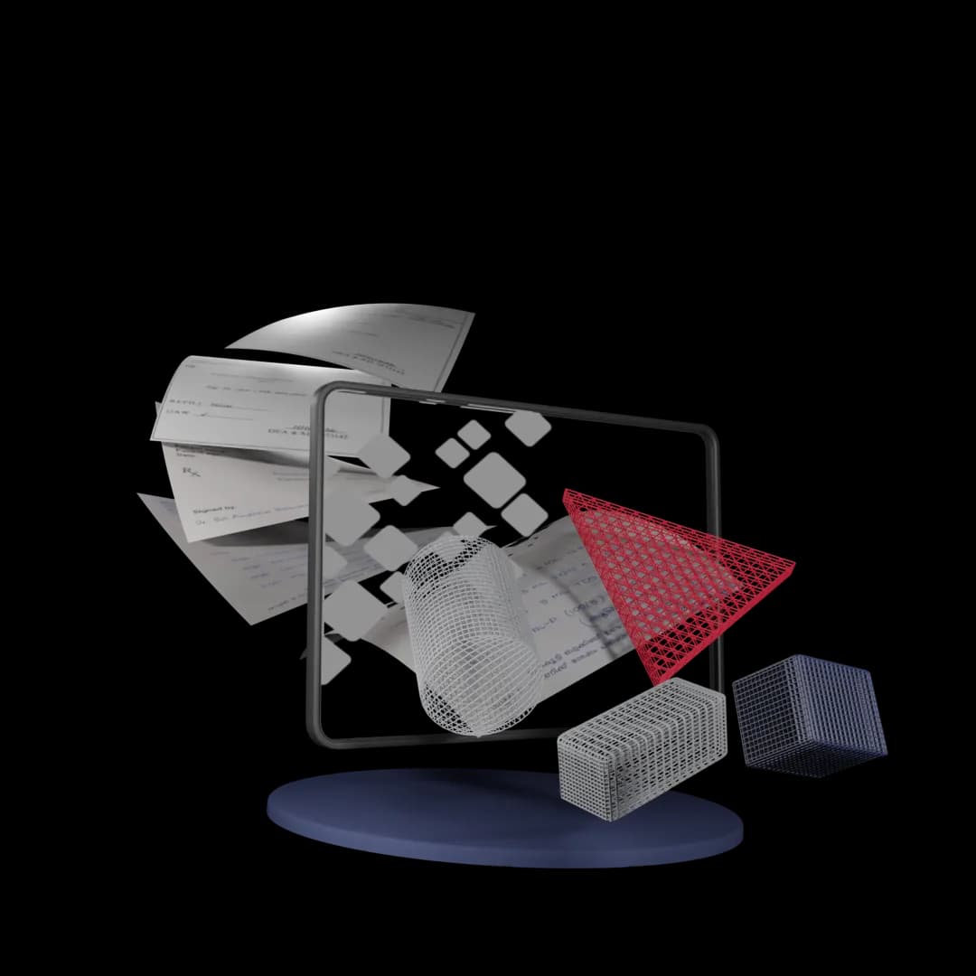 3D Abstract Graphic with Coding & OASIS Review visualization